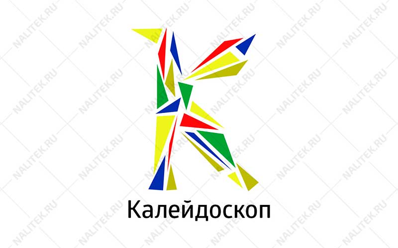 Пример логотипа Калейдоскоп - типографии, занимающейся производством открыток, сувениров и подарочной бумаги.